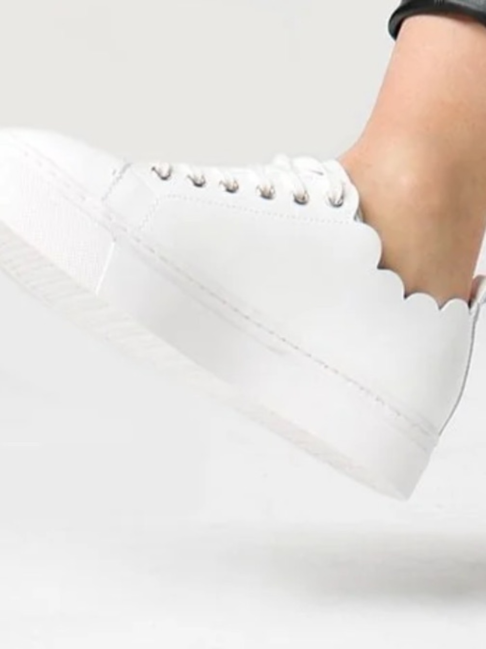 Women’s White Leather Lace-Up Sneakers